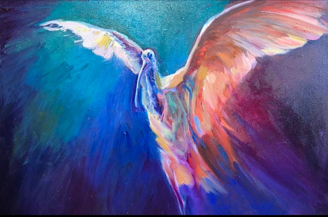 Wing of Water, Wing of Fire 50 x 80 cm | Oil Painting on Canvas