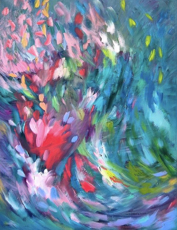 "Rose Petal Rush" 60 x80 cm