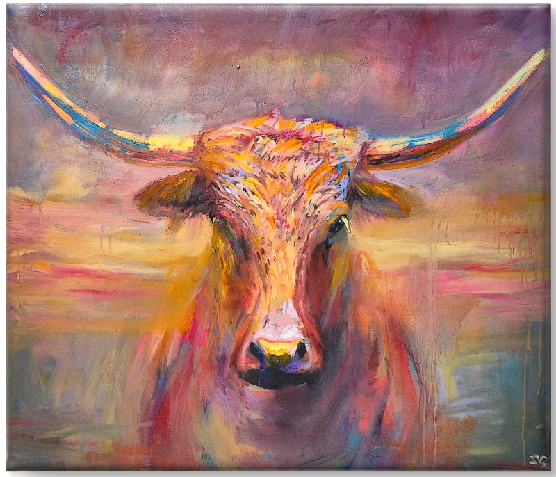 'Maverick' Original Texas Longhorn Oil Painting. 120 x 100 cm/50 x 40 "