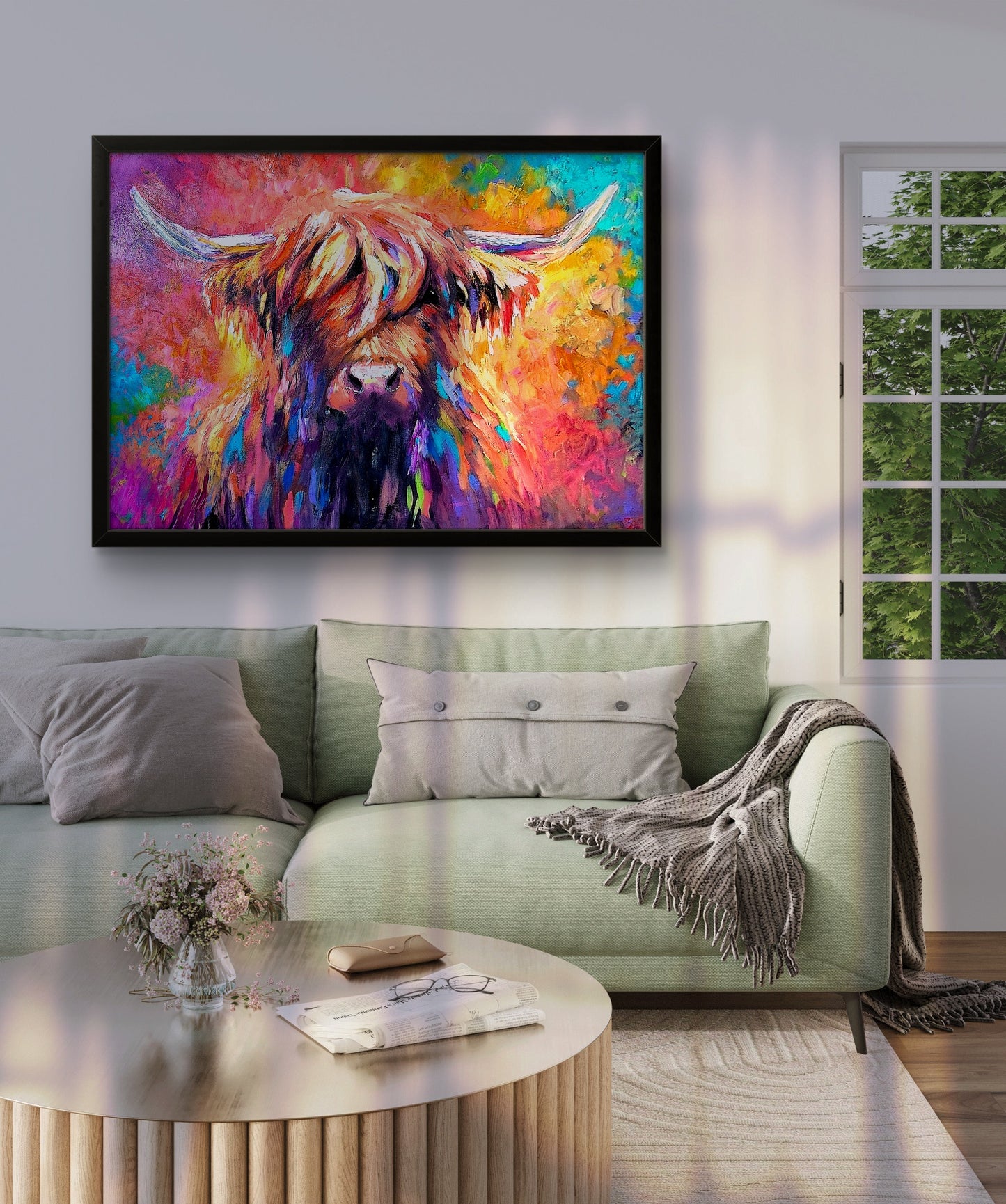 "Aviemore" Original Framed Highland Cow Oil Painting