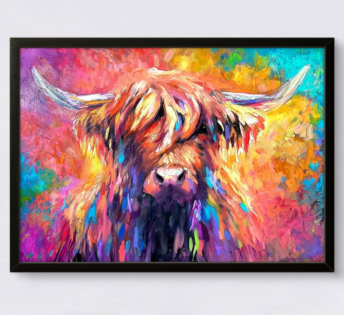 "Aviemore" Original Framed Highland Cow Oil Painting