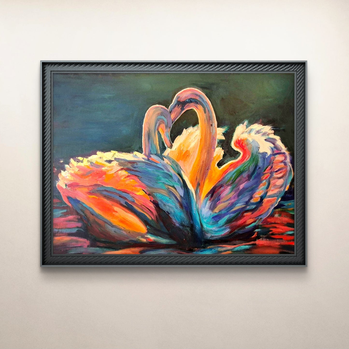 'L'Amour' Original Oil Painting of Two Swans-80 x 100 cm/30 x 40 "