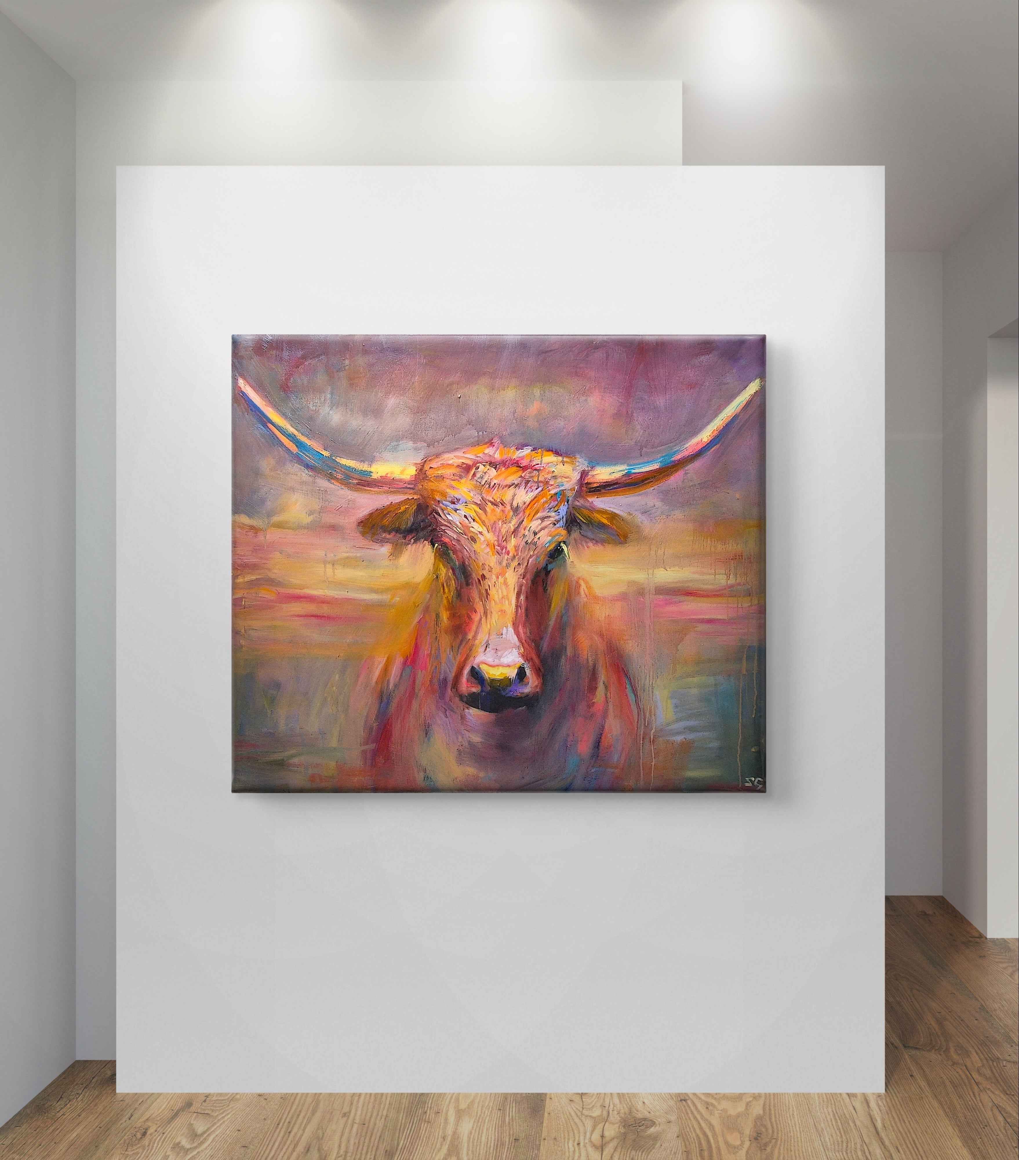 'Maverick' Original Texas Longhorn Oil Painting. 120 x 100 cm/50 x 40 "