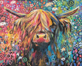 'Highland Cow' Acrylic on Stretched Canvas 40 x 50 cm