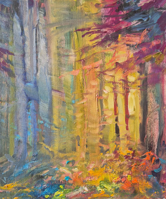 'Winter's Glow' original oil painting on canvas board 30 x 25 cm