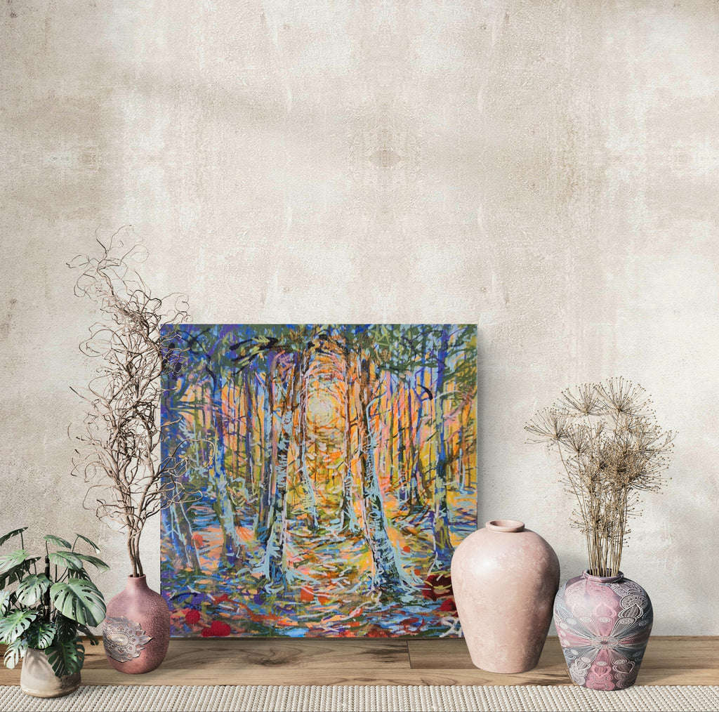 'Glints of Sun' drawing in acrylic on canvas panel 18 x 18 cm/ 7 x 7"