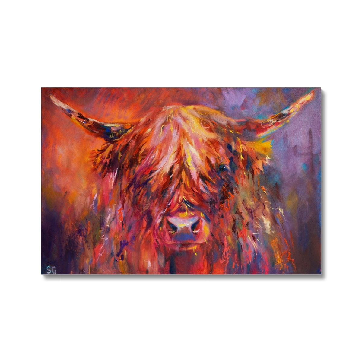 highland cow canvas in autumn colours