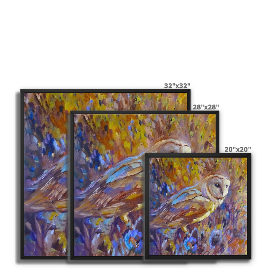 Barn Owl and Teazels Framed Canvas