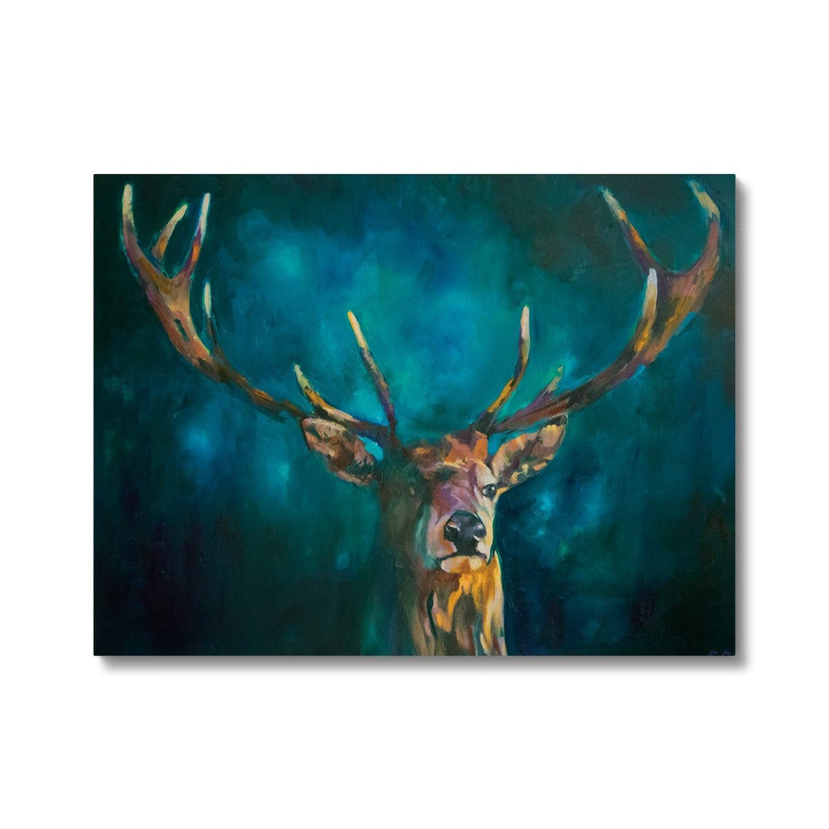 Ink Blue Stag - Deer Canvas