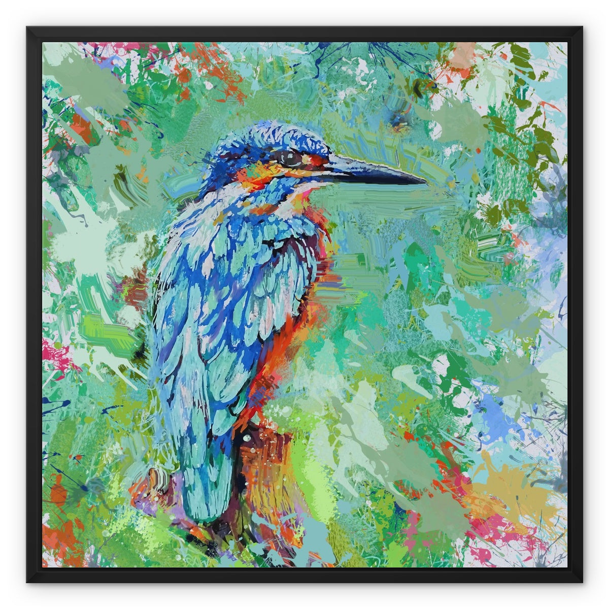 Aqua Splash Framed Canvas