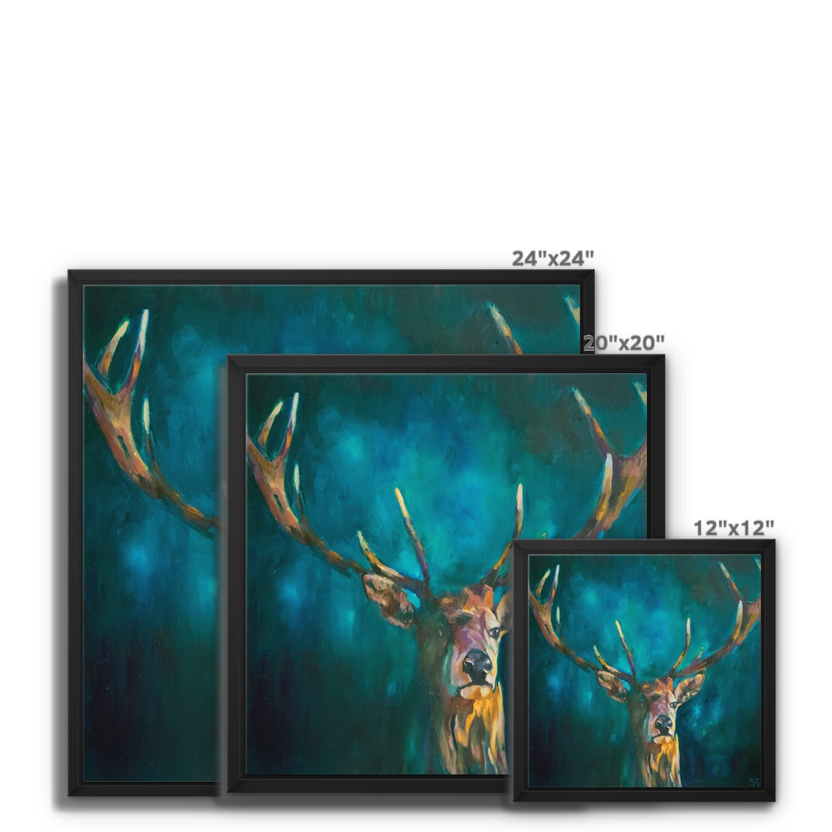 dark blue and teal deer stag art