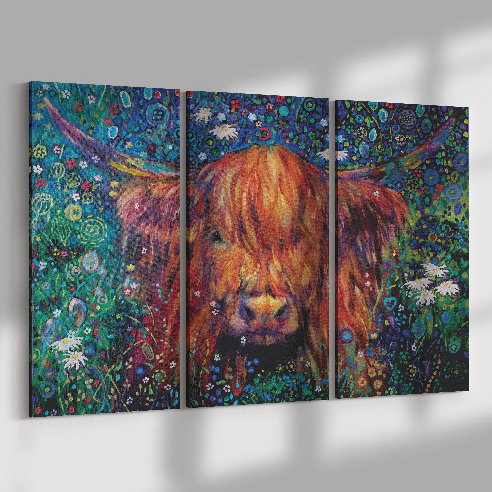 Braemar Daisies - Triptych set of Three Canvases