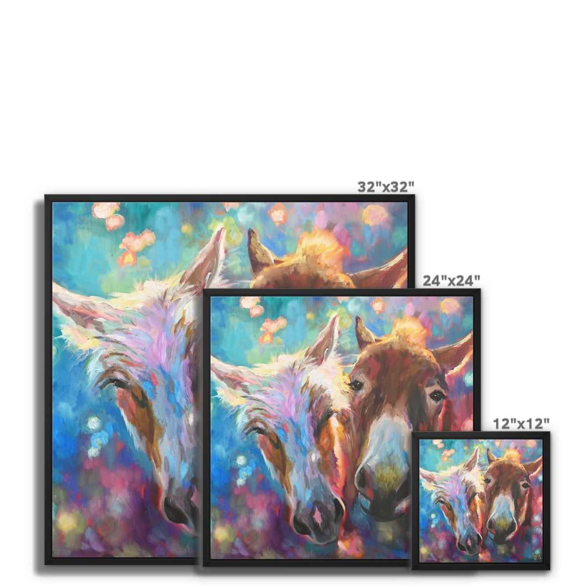 Happy Donkeys Framed Canvas