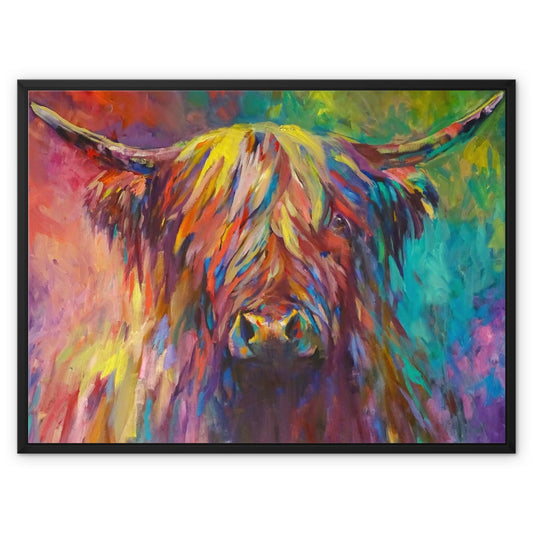 multi coloured highland cow picture