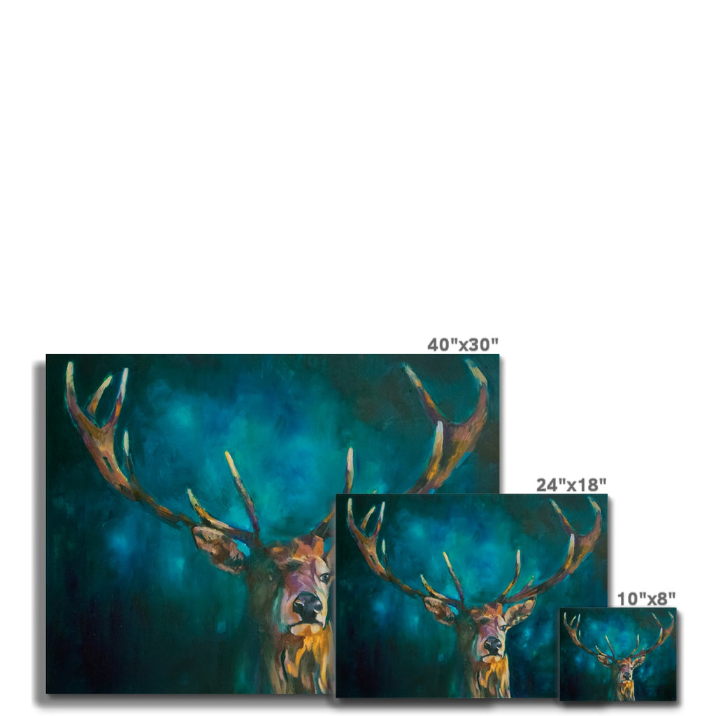 Ink Blue Stag - Deer Canvas
