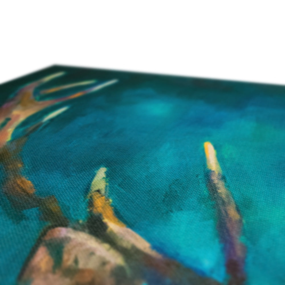 Ink Blue Stag - Deer Canvas