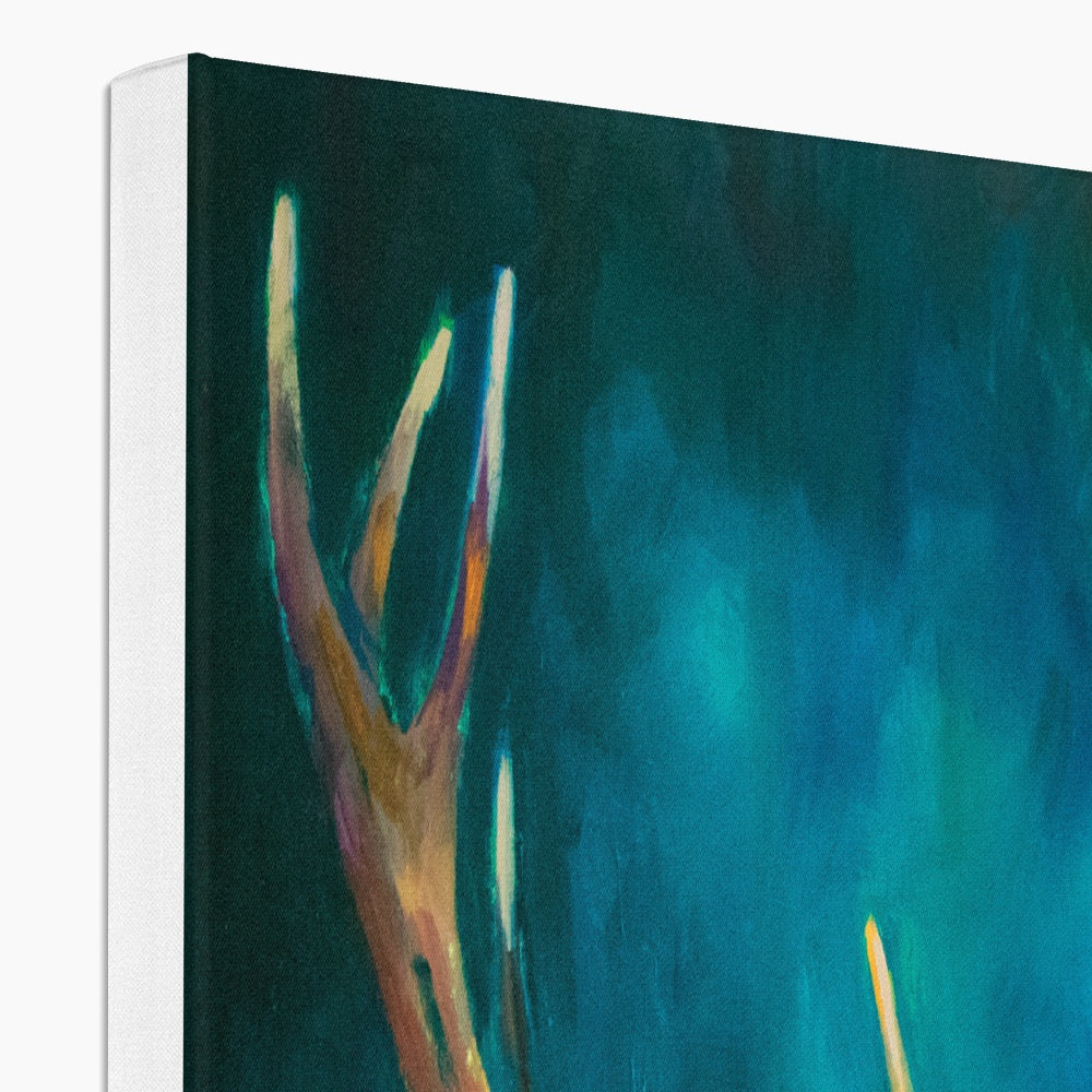 Ink Blue Stag - Deer Canvas